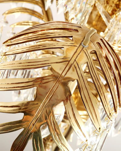 Orlafield Brass Palm Leaf Crystal Chandelier
