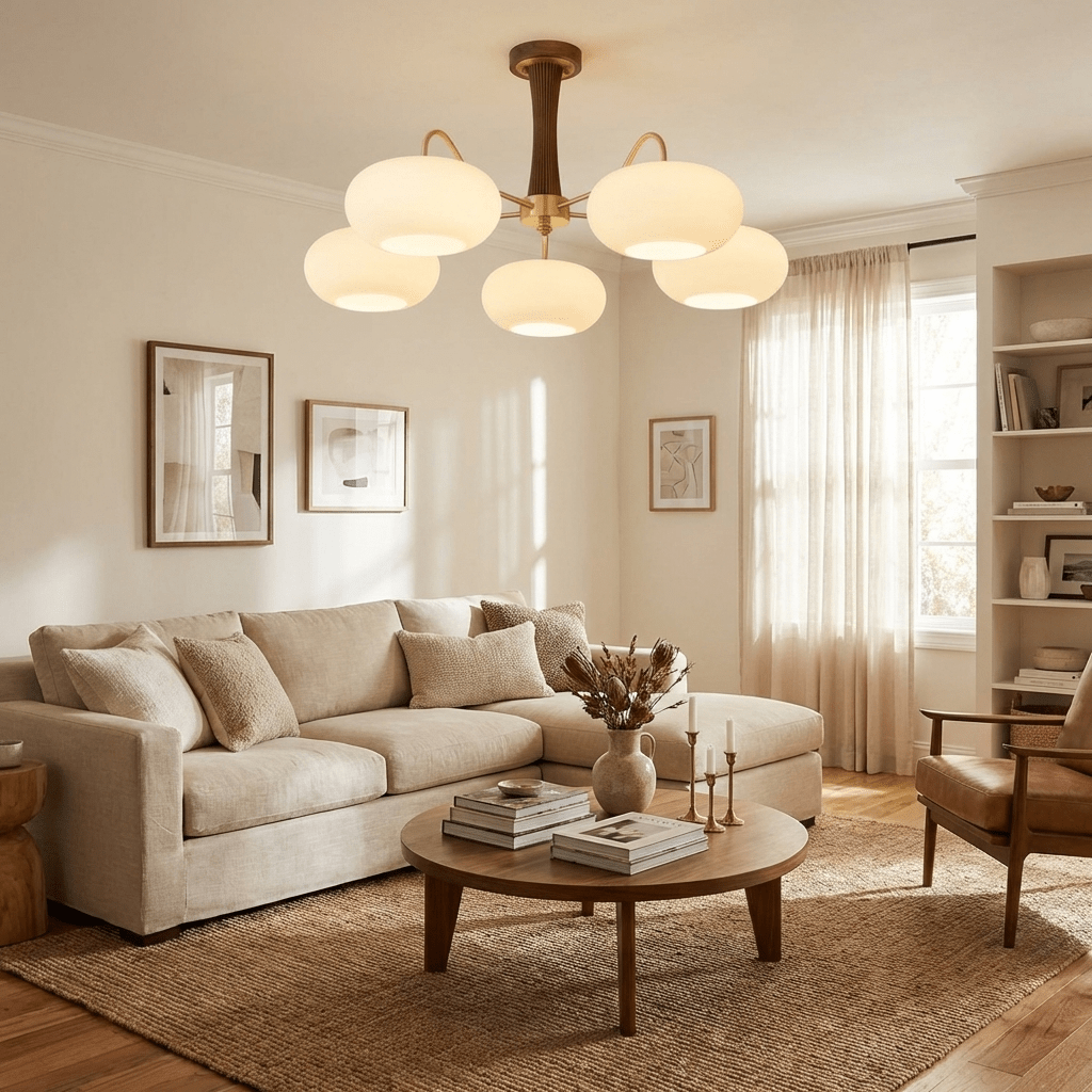 Norwell Brass Wooden Persimmon Chandelier