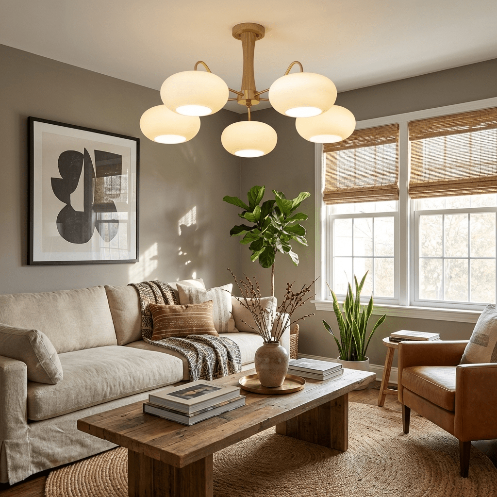 Norwell Brass Wooden Persimmon Chandelier