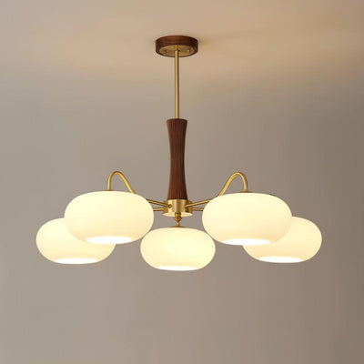 Syloella Chandelier Brass Wooden Persimmon