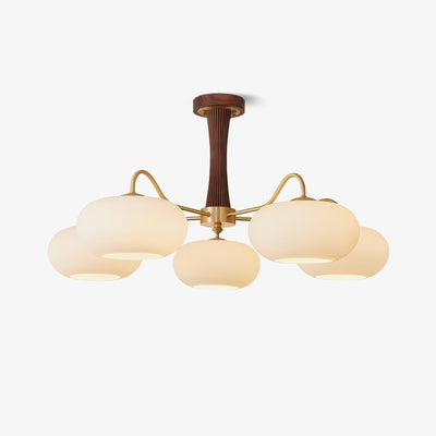 Syloella Chandelier Brass Wooden Persimmon