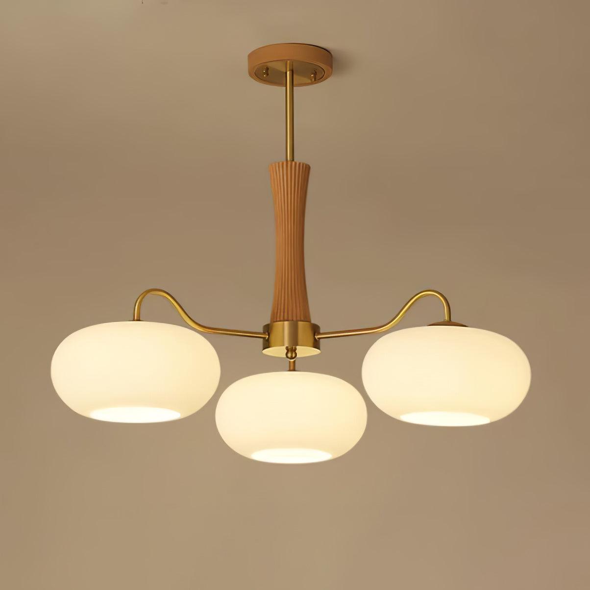 Syloella Chandelier Brass Wooden Persimmon