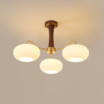 Syloella Chandelier Brass Wooden Persimmon