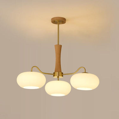 Syloella Chandelier Brass Wooden Persimmon
