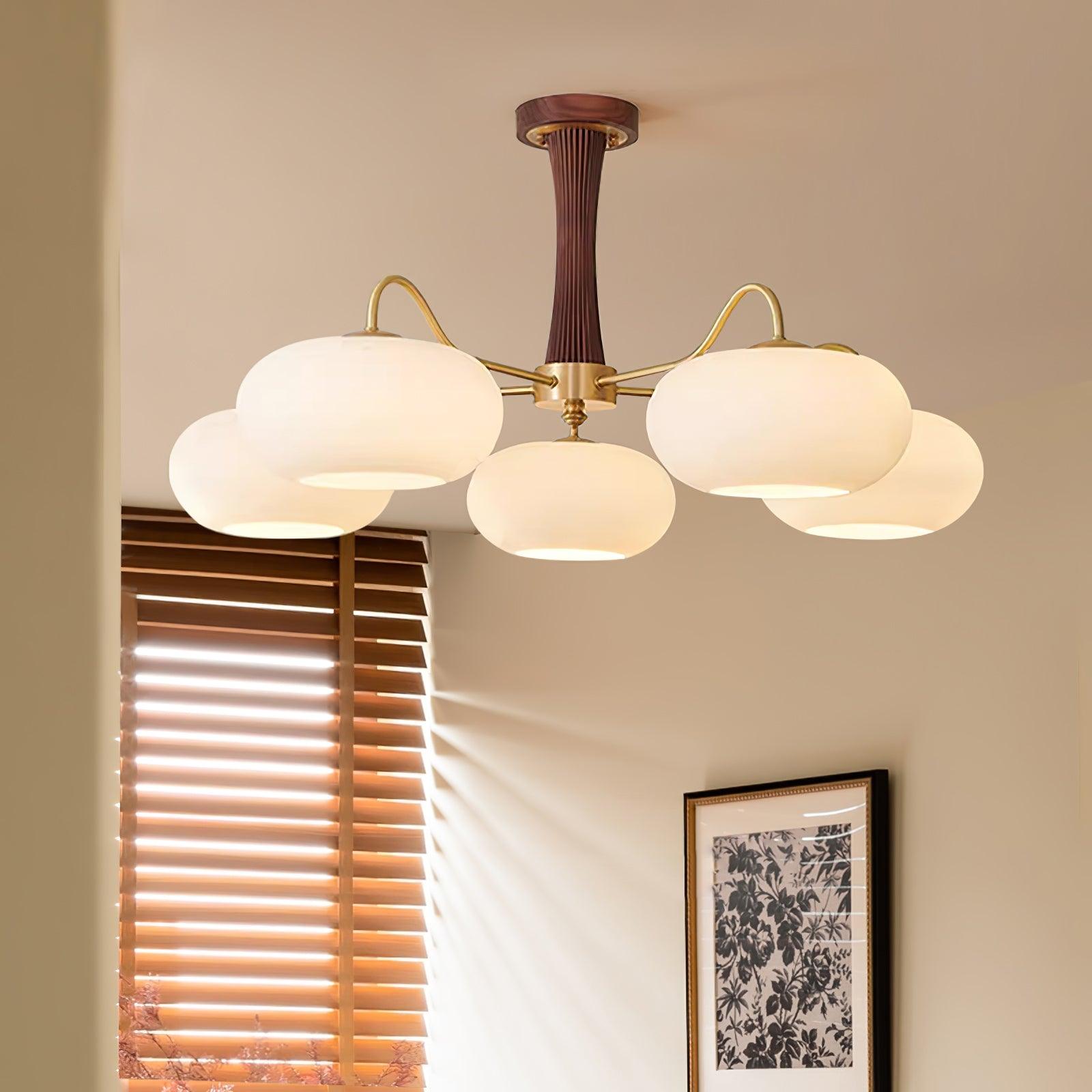 Norwell Brass Wooden Persimmon Chandelier