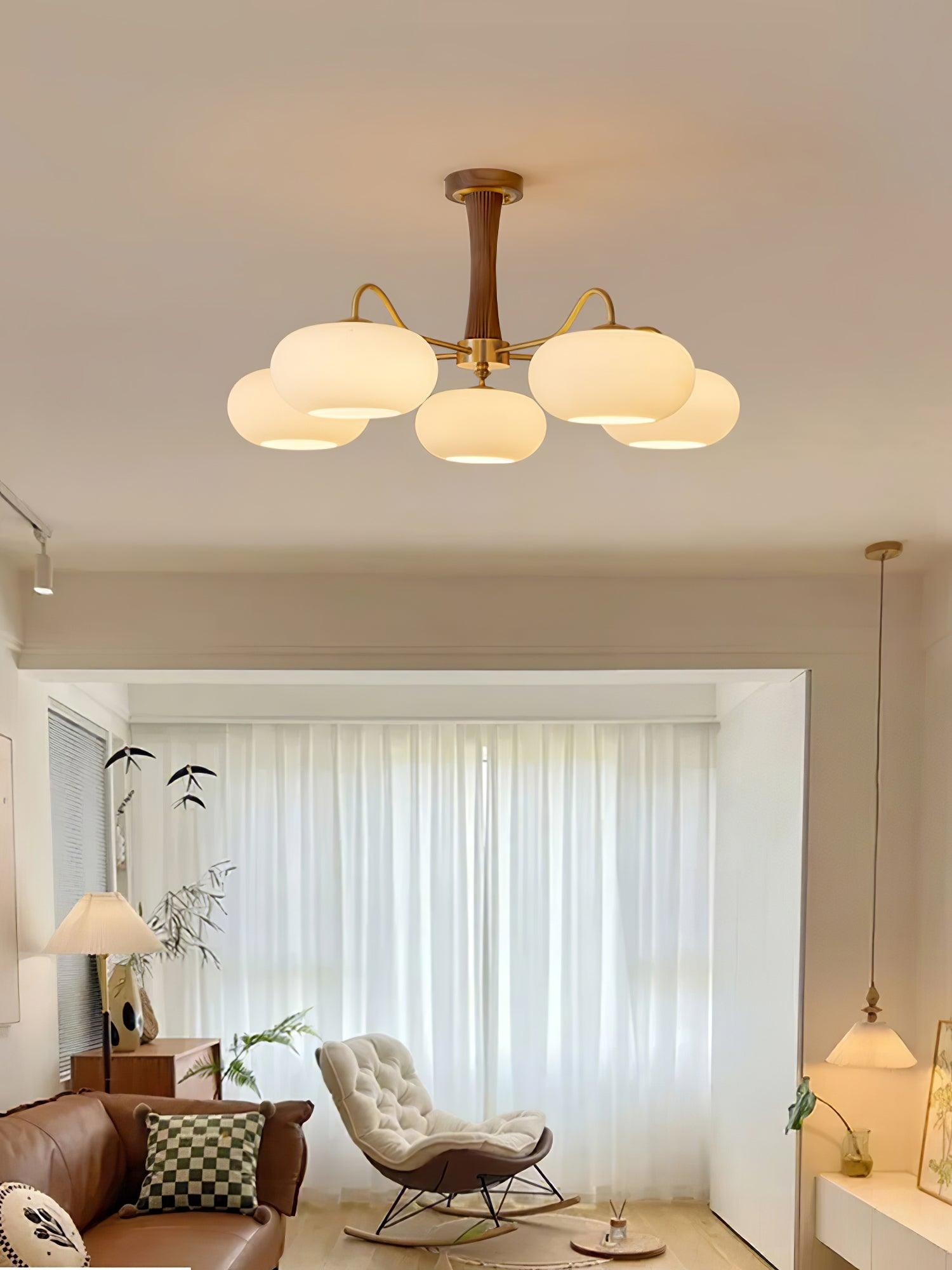 Norwell Brass Wooden Persimmon Chandelier