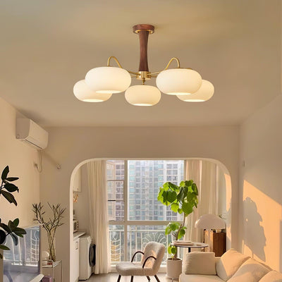 Syloella Chandelier Brass Wooden Persimmon