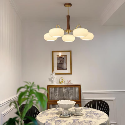 Syloella Chandelier Brass Wooden Persimmon