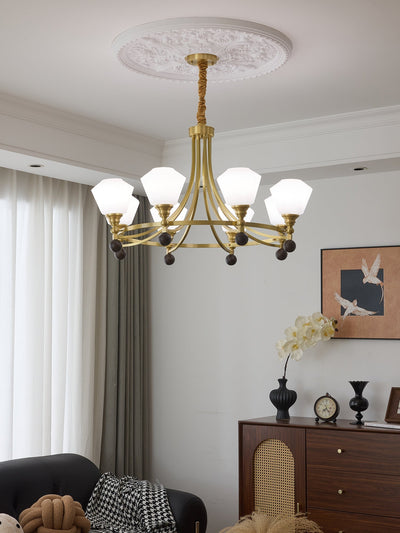 Nyraeyra Premium Nordic Art Brass Wood Chandelier
