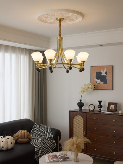 Nyraeyra Premium Nordic Art Brass Wood Chandelier