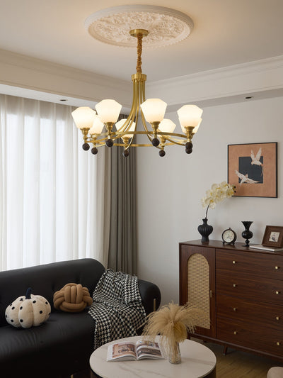 Nyraeyra Premium Nordic Art Brass Wood Chandelier
