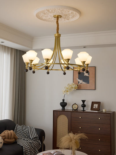 Nyraeyra Premium Nordic Art Brass Wood Chandelier
