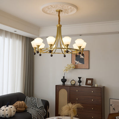 Nyraeyra Premium Nordic Art Brass Wood Chandelier