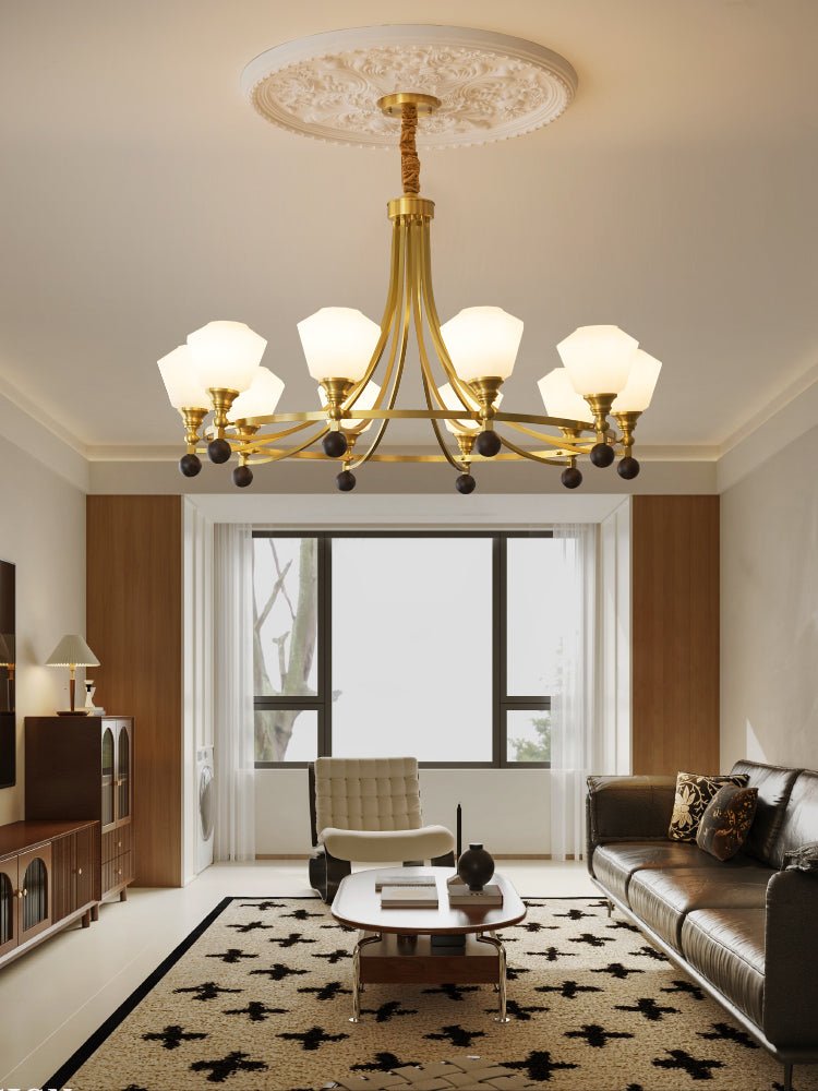 Nyraeyra Premium Nordic Art Brass Wood Chandelier