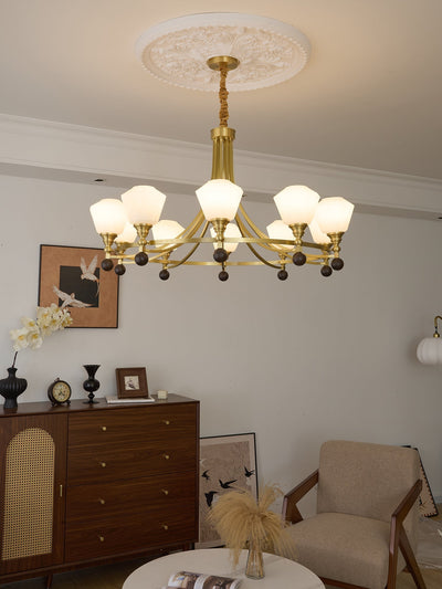 Nyraeyra Premium Nordic Art Brass Wood Chandelier