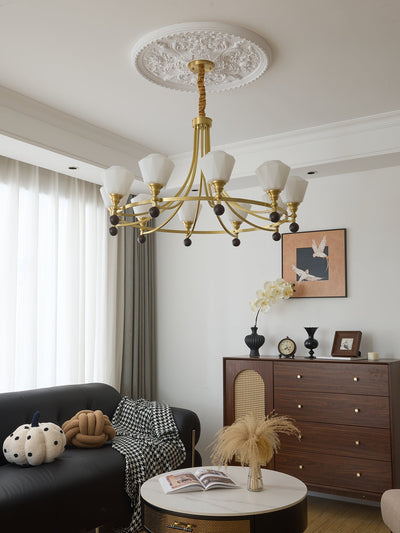 Nyraeyra Premium Nordic Art Brass Wood Chandelier