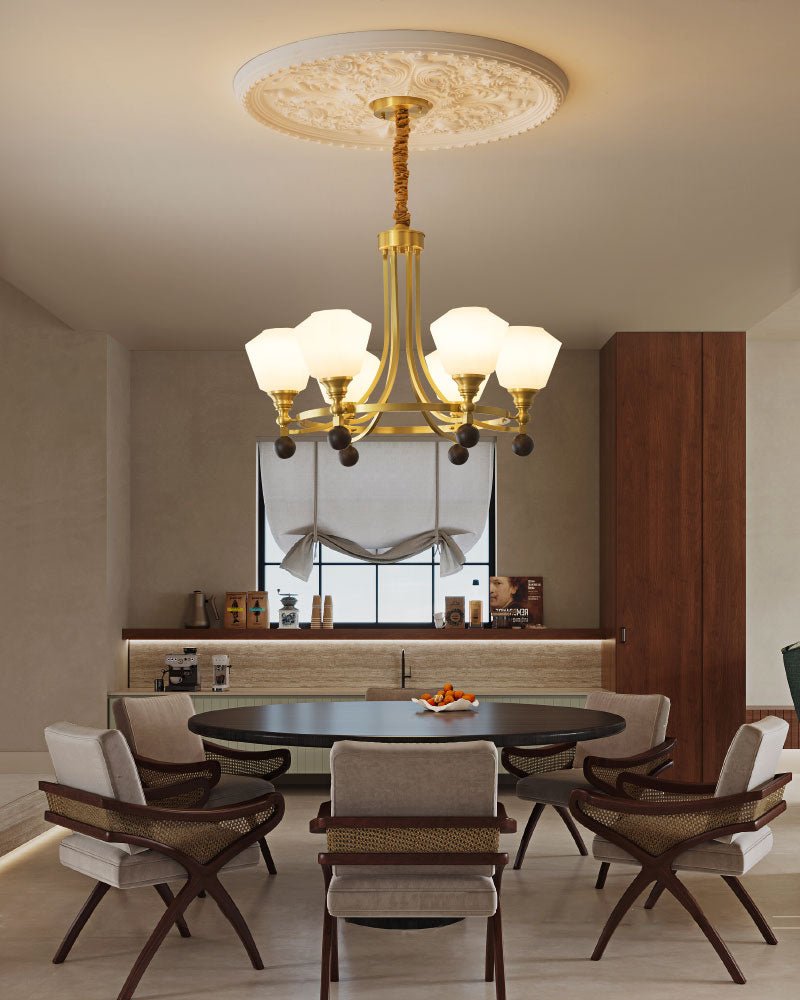 Nyraeyra Premium Nordic Art Brass Wood Chandelier