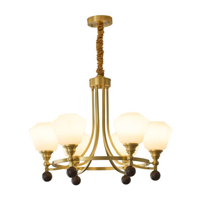 Nyraeyra Premium Nordic Art Brass Wood Chandelier
