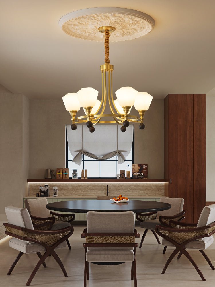 Nyraeyra Premium Nordic Art Brass Wood Chandelier
