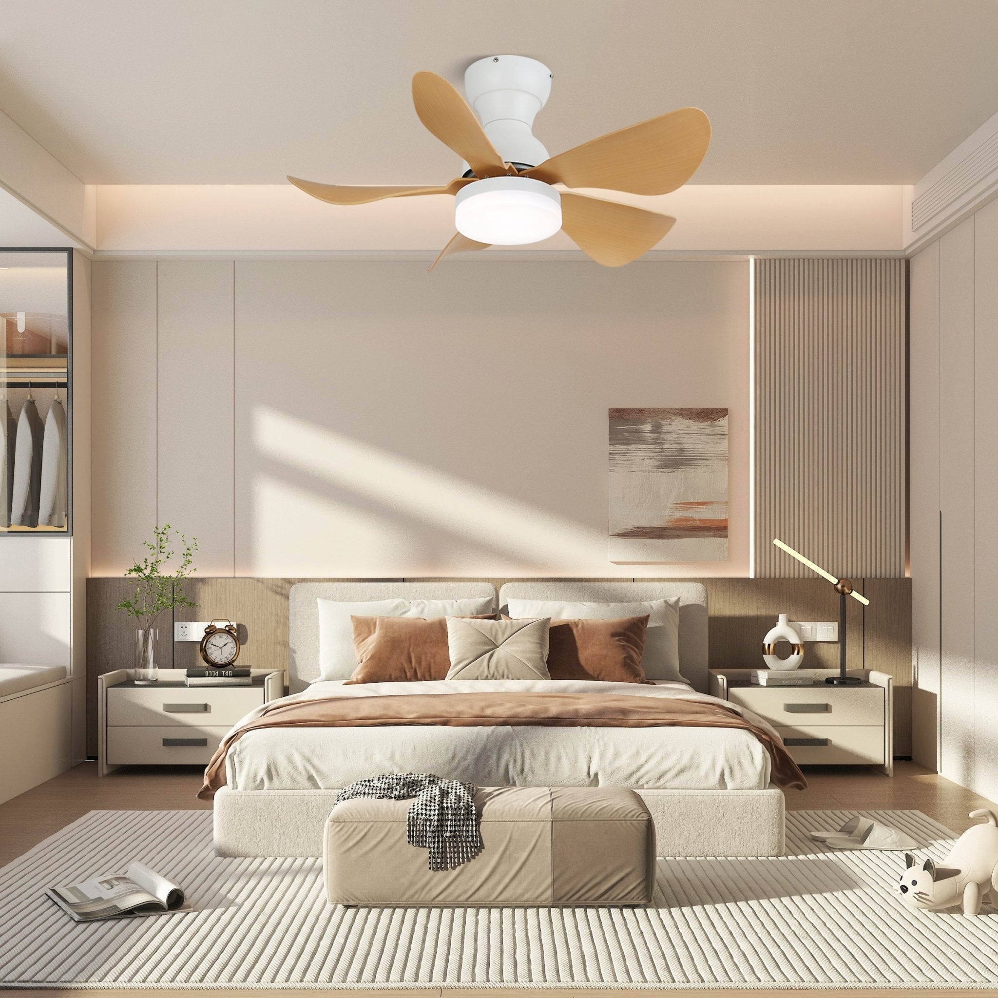Elvanelle Wood Ceiling Fan Light