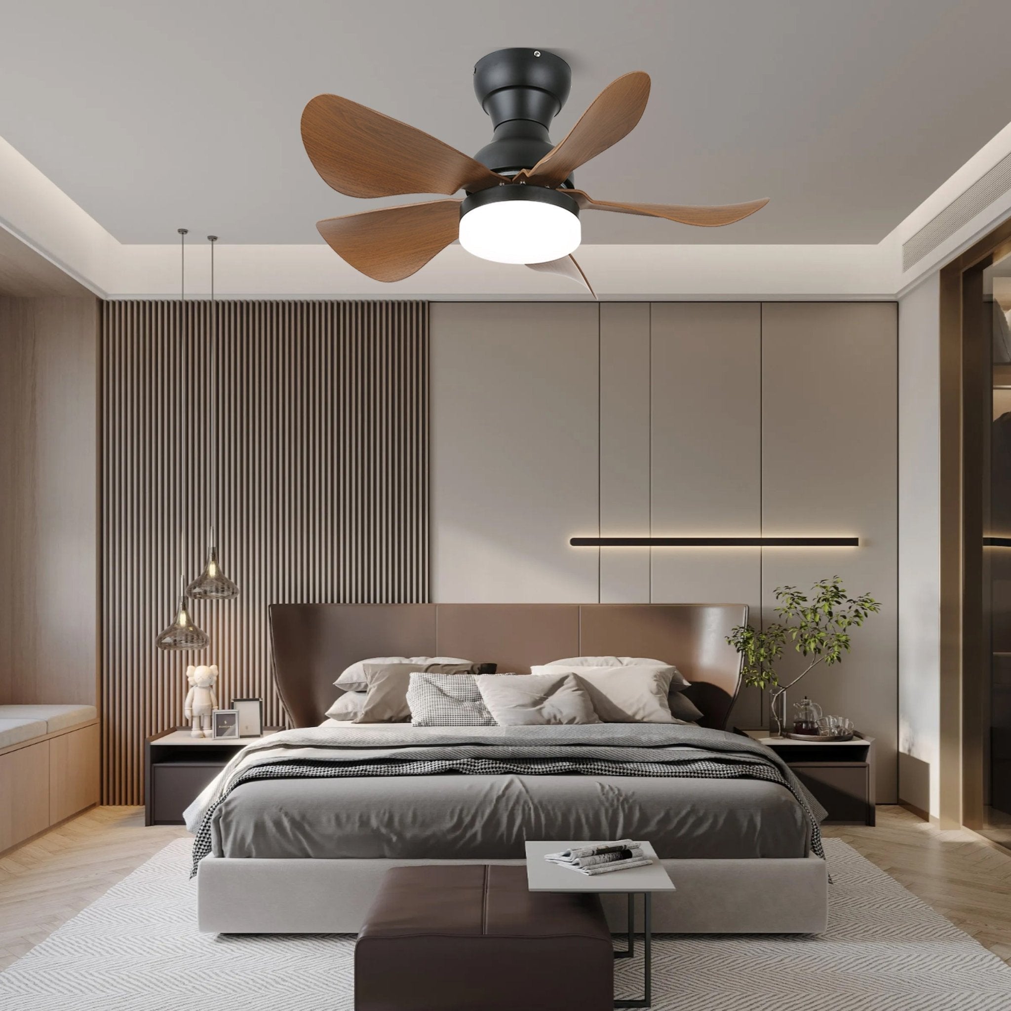 Elvanelle Wood Ceiling Fan Light