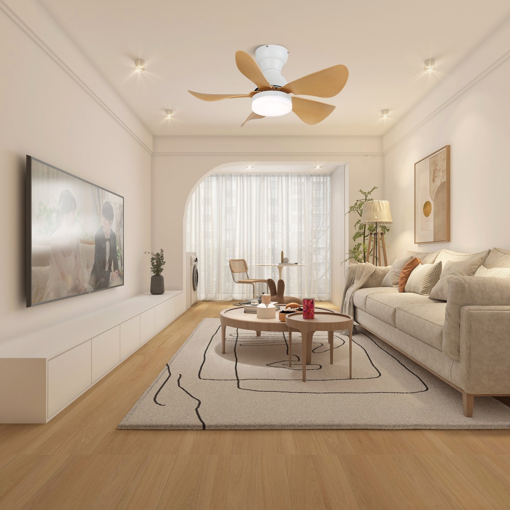 Elvanelle Wood Ceiling Fan Light