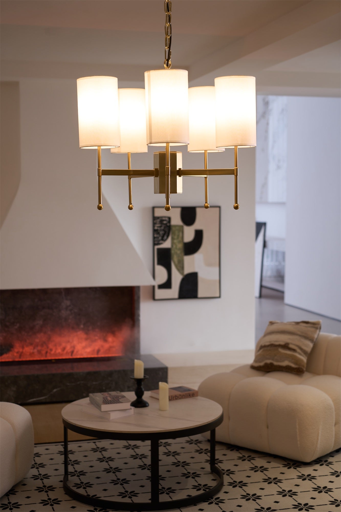 Ulcarisra Traditional Vintage Brass Fabric Chandelier