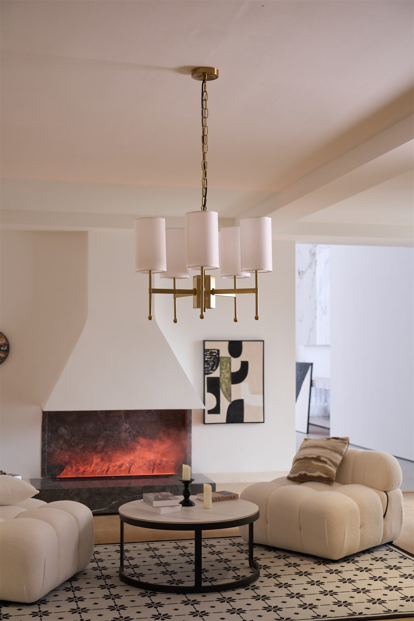 Ulcarisra Traditional Vintage Brass Fabric Chandelier