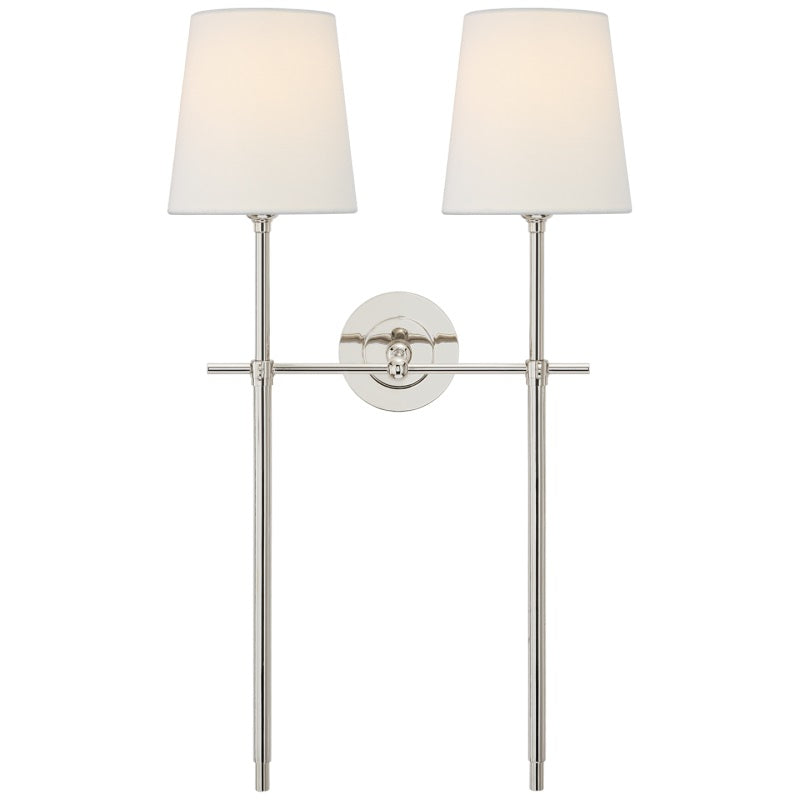 Silva Brass White Tapered Shade Wall Light