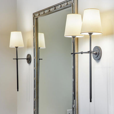 Silva Brass White Tapered Shade Wall Light