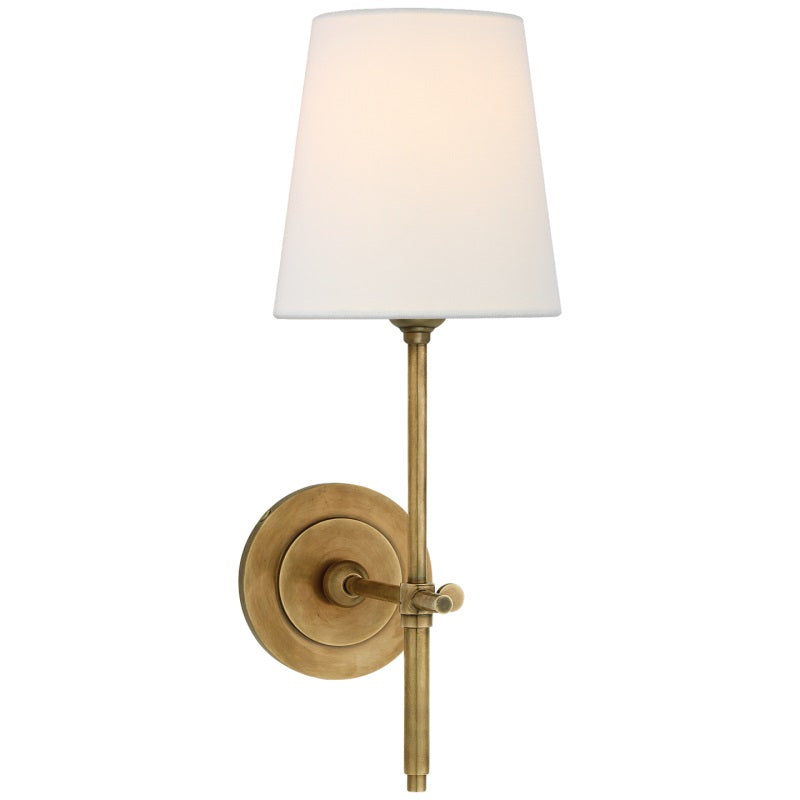 Silva Brass White Tapered Shade Wall Light