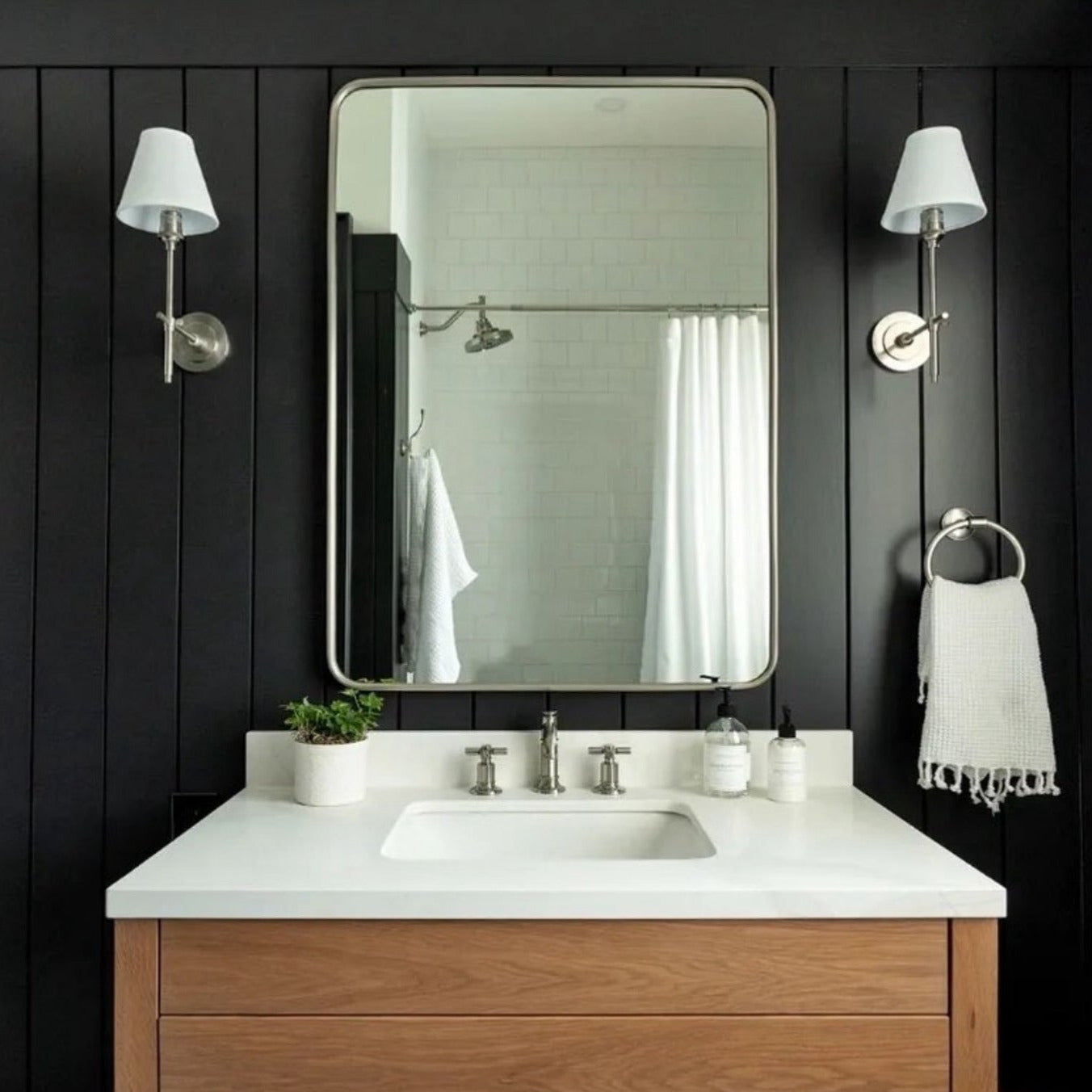 Silva Brass White Tapered Shade Wall Light