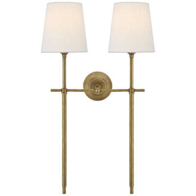 Silva Brass White Tapered Shade Wall Light