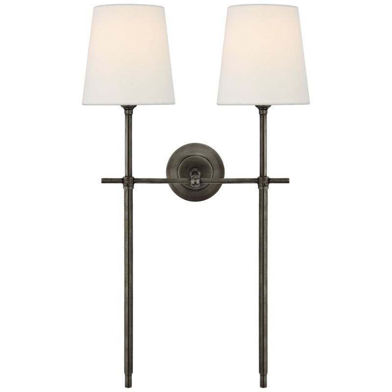 Silva Brass White Tapered Shade Wall Light