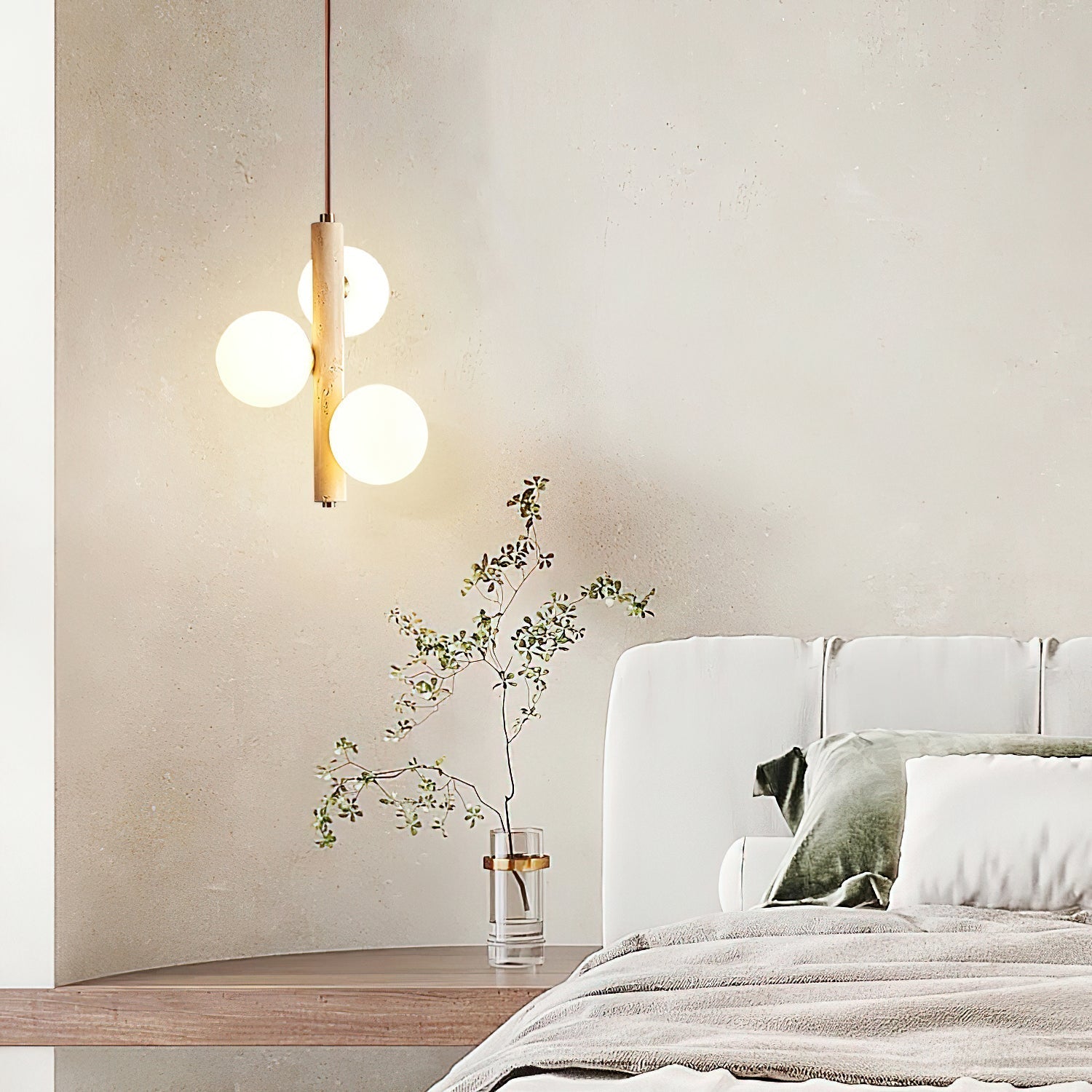 Aursorel Multi-Globe Travertine Pendant Light