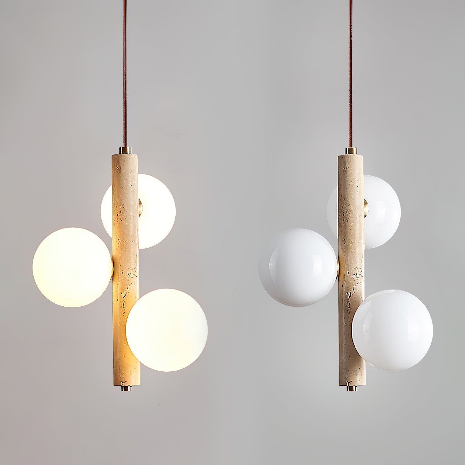 Aursorel Multi-Globe Travertine Pendant Light