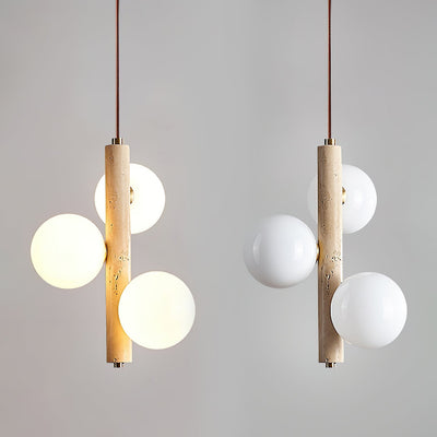 Aursorel Multi-Globe Travertine Pendant Light