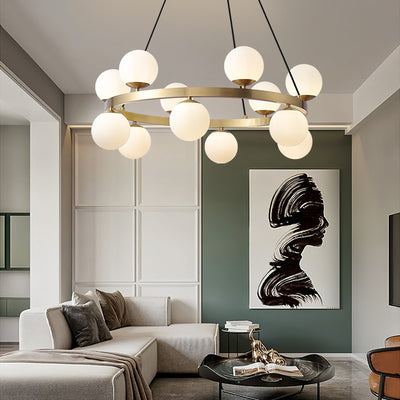 Aben Chandelier Globe Brass Ring