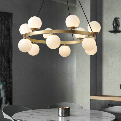 Aben Chandelier Globe Brass Ring