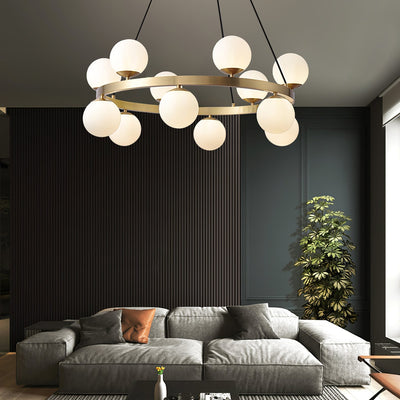 Aben Chandelier Globe Brass Ring