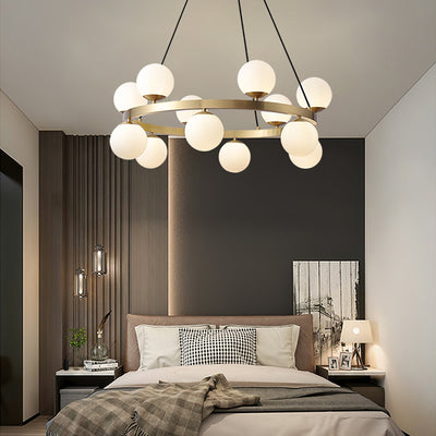 Aben Chandelier Globe Brass Ring