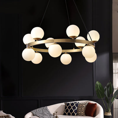 Aben Chandelier Globe Brass Ring