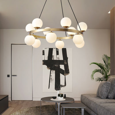 Aben Chandelier Globe Brass Ring