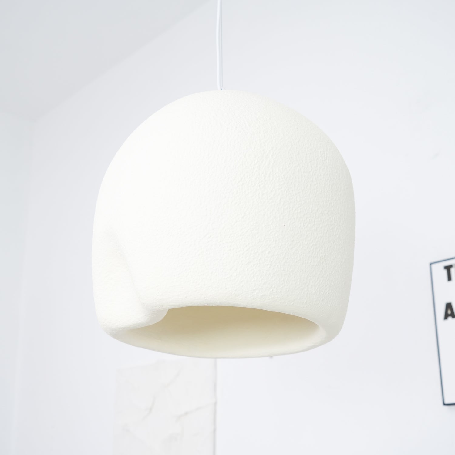 Nuo Pendant Lamp Plaster Rounded Dome Wabi Sabi