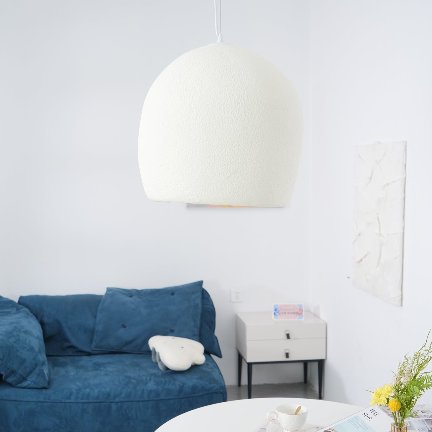 Nuo Pendant Lamp Plaster Rounded Dome Wabi Sabi