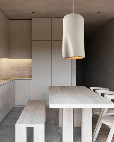 Nuo Pendant Lamp Plaster Rounded Dome Wabi Sabi