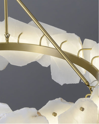 Burton Chandelier Alabaster Layered Halo - Neutral Decor