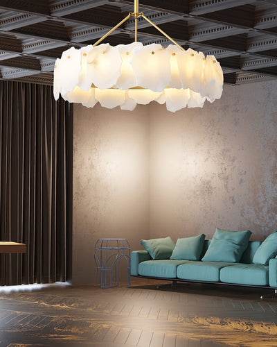 Burton Chandelier Alabaster Layered Halo - Neutral Decor