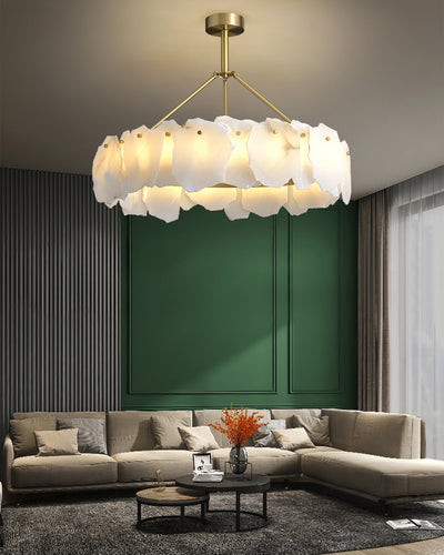 Burton Chandelier Alabaster Layered Halo - Neutral Decor