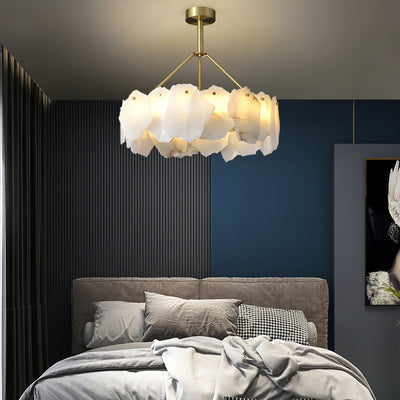 Burton Chandelier Alabaster Layered Halo - Neutral Decor
